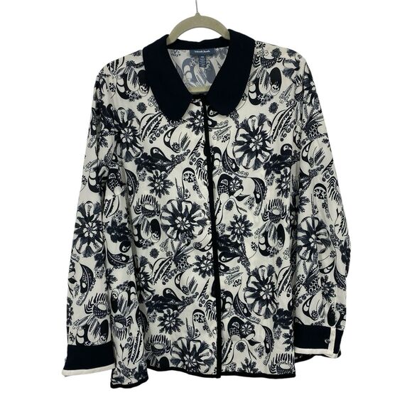 Modcloth Black Floral Chiffon Button up Top Size 1X  Long Sleeves - Picture 10 of 10